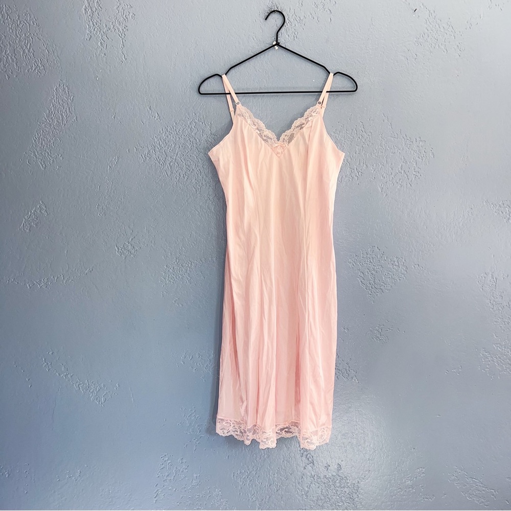 Vintage Pale Pink Lace Trim Slip Chemise